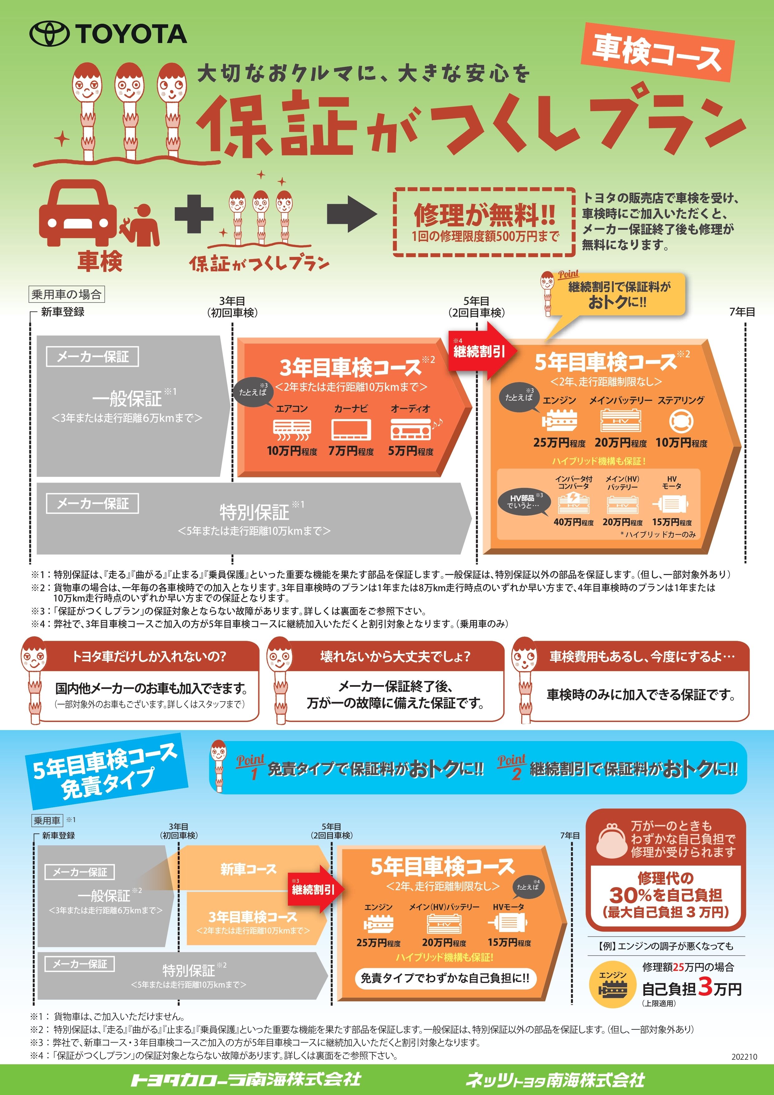 保証がつくし(車検コース) | トヨタカローラ南海