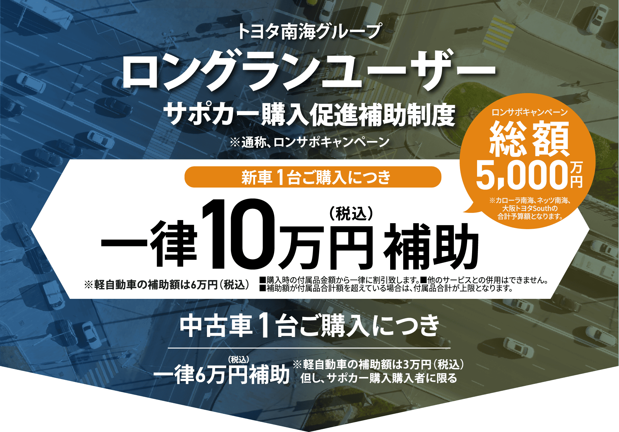 ロンサポ制度 長期保有のお客様対象で新車1台ご購入につき一律10万円（税込）補助